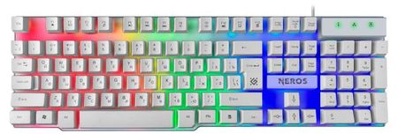 Клавиатура проводная игровая Defender Neros GK-147 RU FN белая с подсветкой, 1,8 м