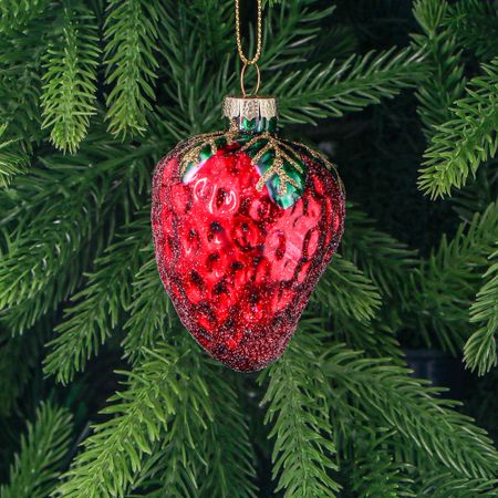 Игрушка ёлочная Yancheng Shiny украшение стеклянное клубника красная 7х9 см