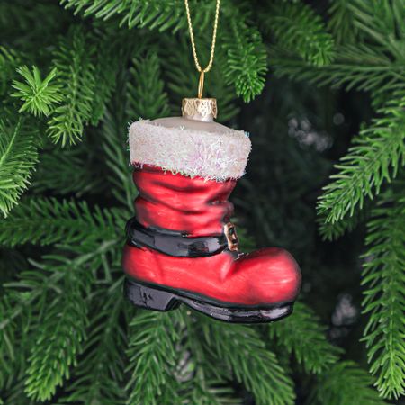 Игрушка ёлочная Yancheng Shiny украшение стеклянное сапожок 6х4х7 см