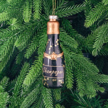 Игрушка ёлочная Yancheng Shiny украшение стеклянное шампанское 4х12,5 см