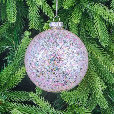 Шар стеклянный Yancheng Shiny с разноцветными паетками