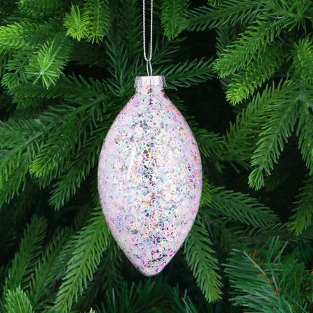 Игрушка ёлочная Yancheng Shiny шар стеклянный с разноцветными паетками 6х6х12 см