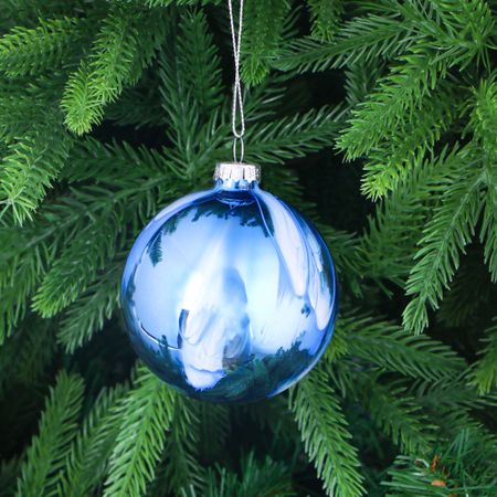 Игрушка ёлочная Yancheng Shiny стеклянная шар новогодний синий 8 см
