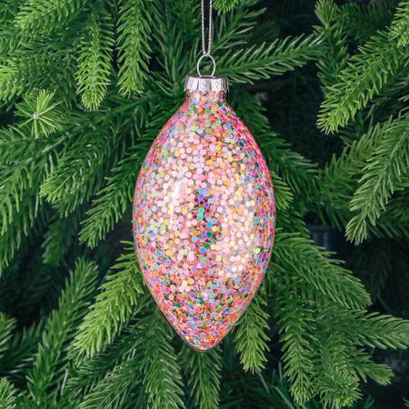 Игрушка ёлочная Yancheng Shiny шар стеклянный разноцветный 6х6х12 см