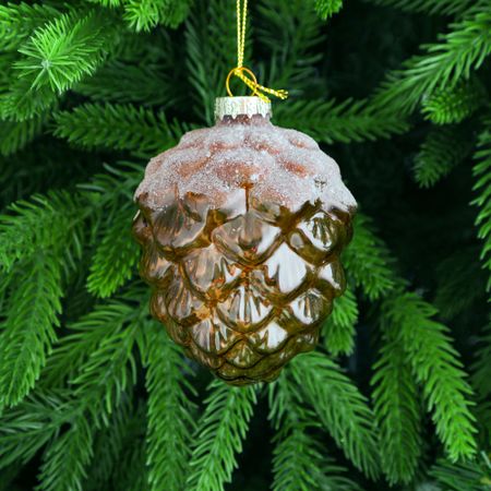 Игрушка ёлочная Yancheng Shiny стеклянная шишка коричневая 7,3х9,5 см