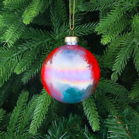 Игрушка ёлочная Yancheng Shiny стеклянная шар новогодний разноцветный 8 см