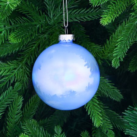 Игрушка ёлочная Yancheng Shiny шар стеклянный синий перламутровый 8 см
