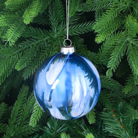 Игрушка ёлочная Yancheng Shiny стеклянная шар новогодний синий 10 см