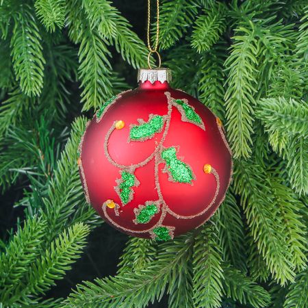Шар стеклянный Yancheng Shiny с новогодним узором 8 см