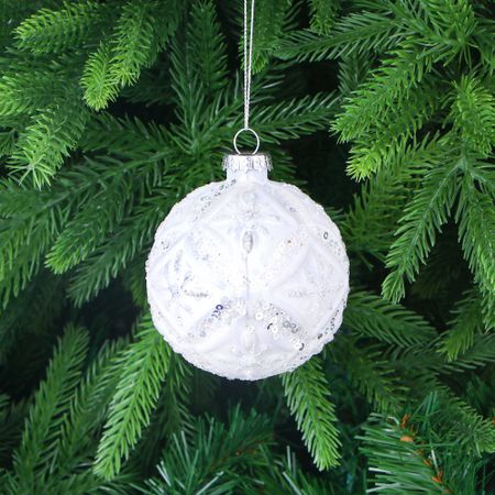 Игрушка ёлочная Yancheng Shiny шар стеклянный с паетками 8 см