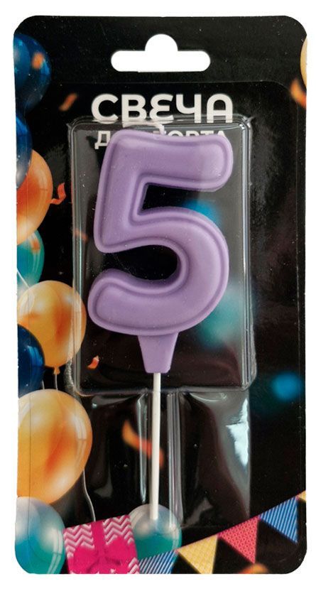 Свеча для торта Праздник 5, в ассортимнете