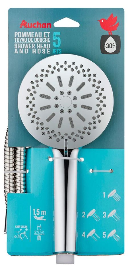 Набор для душа АШАН Красная птица лейка 5 режима + шланг 150 см