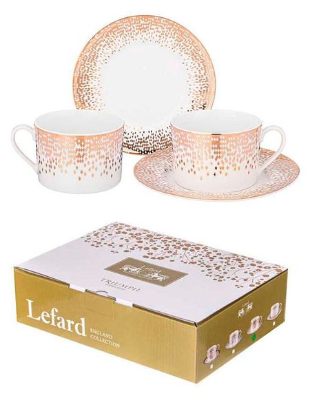 Чайный набор Lefard Triumph бело-золотистый на 2 персоны