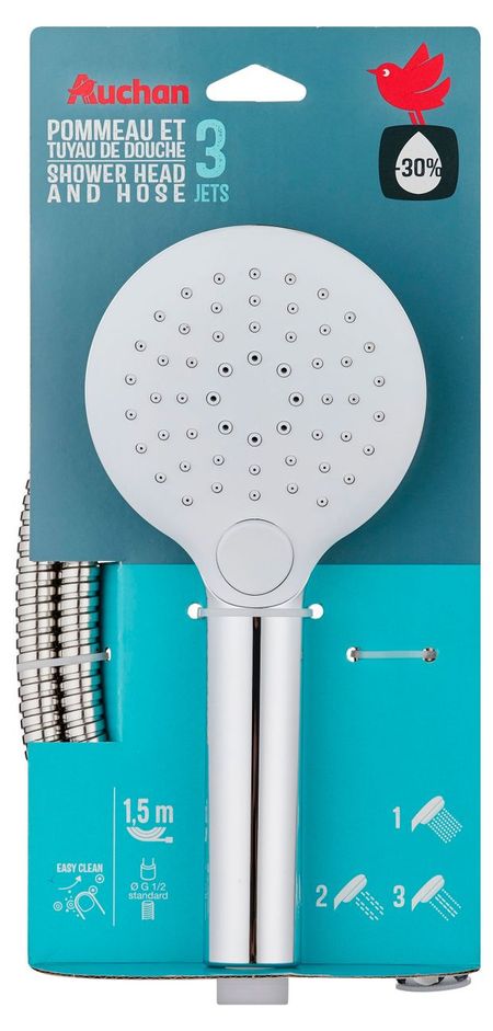 Набор для душа АШАН Красная птица лейка 3 режима + шланг 150 см