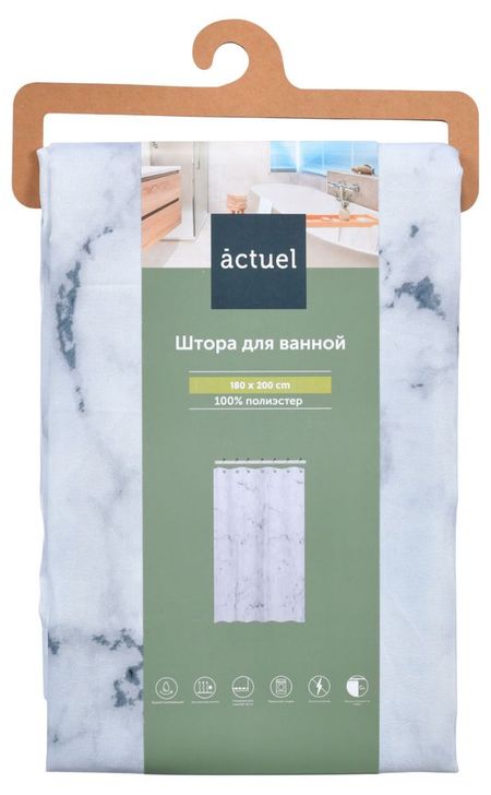 Штора для ванной Actuel мрамор, 180х200 см