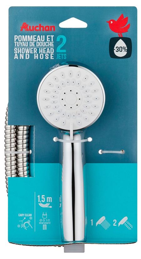 Набор для душа АШАН Красная птица лейка 2 режима + шланг 150 см