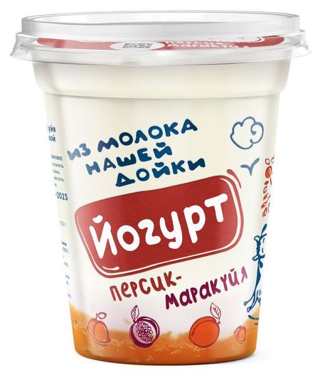 Йогурт Из молока Нашей дойки персик-маракуйя 3,2-6% БЗМЖ, 330 г