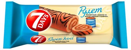 Рулет бисквитный 7Days с кремом со вкусом вареная сгущенка, 200 г
