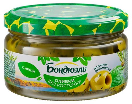 Оливки Бондюэль с мятой без косточки, 200 г
