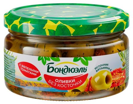 Оливки Бондюэль с вялеными томатами без косточки, 200 г