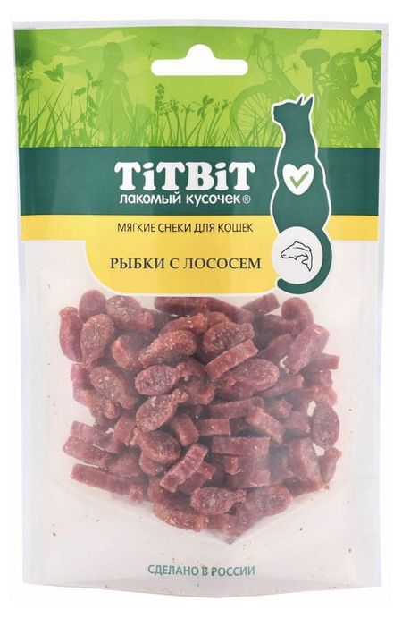 Лакомство для кошек TITBIT мягкие снеки Рыбки с лососем, 50 г