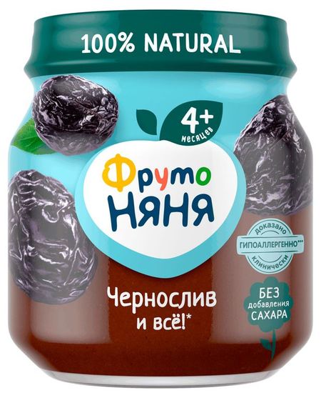Пюре ФрутоНяня из чернослива гипоаллергенное с 4 мес., 100 г