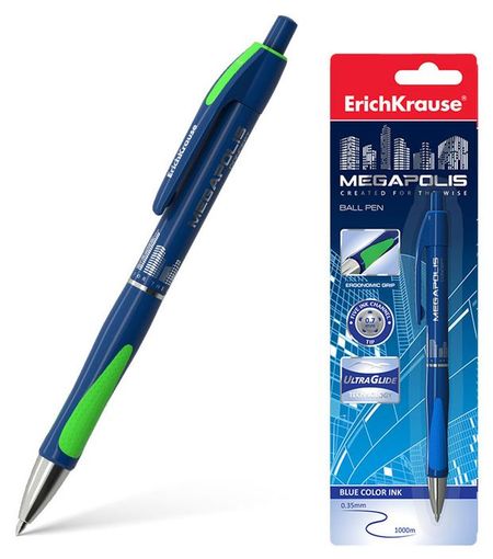 Ручка шариковая ErichKrause Megapolis Concept синяя