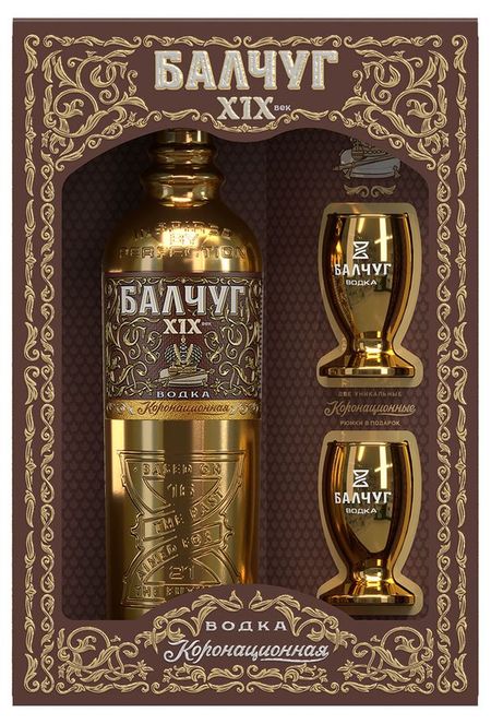 Водка Балчуг Коронационная 19 Век Россия, 0,5 л + 2 стопки 60 мл изабеля сова вкус свежей малины роман