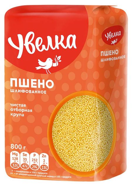 Пшено шлифованное Увелка, 800 г