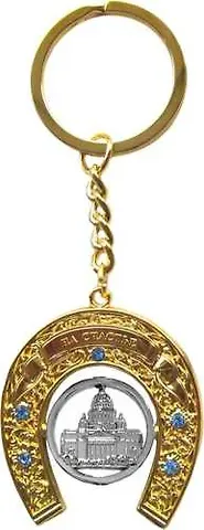 Брелок-подкова, АКМ, метал.вставка-фигурн.(цв.сереб)Исаакийцв.зол., 126GBI-8-02S