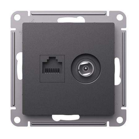 Розетка телевизионная/ компьютерная Systeme Electric AtlasDesign встраиваемая базальт TV/ RJ45 (ATN001489)