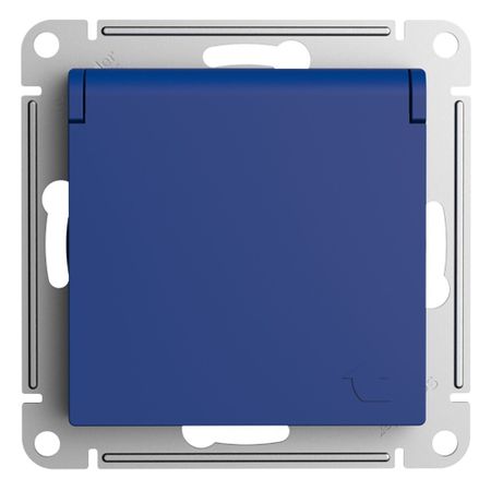 Розетка Systeme Electric AtlasDesign встраиваемая аквамарин со шторками с крышкой (ATN001146)