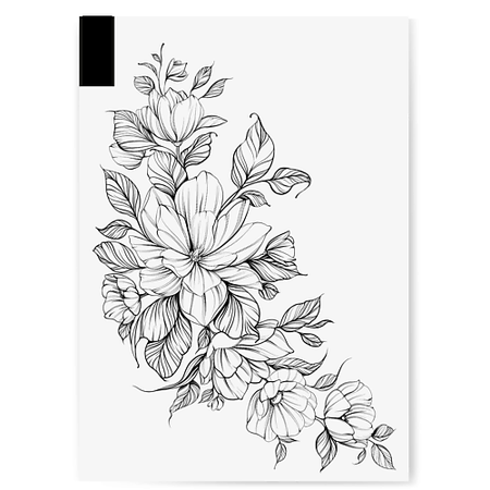 Наклейки для тела PRINT FACTORY Переводная Временная Татуировка Магнолия