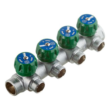 Коллектор Stout 3/4 ВР(г) х 4 выхода 1/2 НР(ш) х 3/4 НР(ш) регулирующий (SMB-6850-341204)