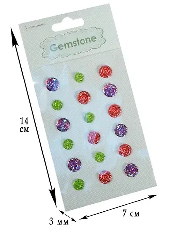 Стикеры полубусины синие/зеленые/красные, 18шт