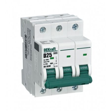Автоматический выключатель модульный Dekraft ВА-103 3P 10А тип D 6 кА 400 В (12555DEK) озонатор кварцевый в бутылках 40 г ч с сертификатом ce fcc rohs