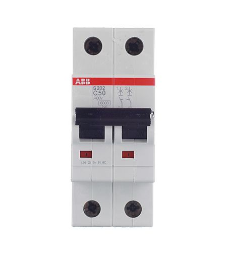 Автоматический выключатель модульный ABB S202 2P 50А тип C 6 кА 400 В (2CDS252001R0504)