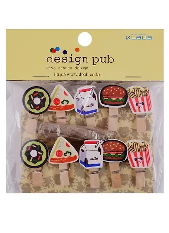 Прищепки декоративные с веревкой 10 шт. Food