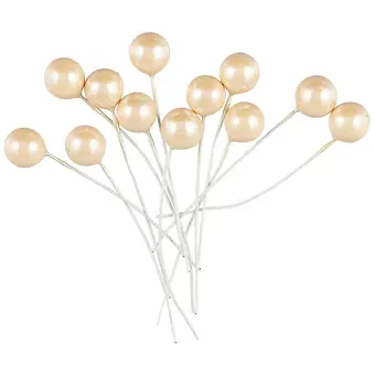 Искусственный декор Жемчужины на проволочке молочные, 0,5см 12шт (ОРР)