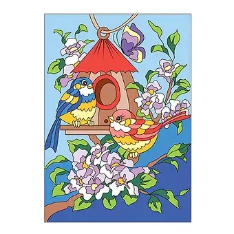 Набор для творчества LORI Картина по номерам для малышей Весенние птички Ркн-036