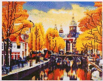 Алмазная мозаика ТМ Рыжий кот (класс.) 40х50см (25цв.) Вид на осенний город AC4074
