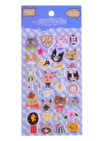 Наклейки зефирные Party Котики (Yls-008)(9,5*20.5)