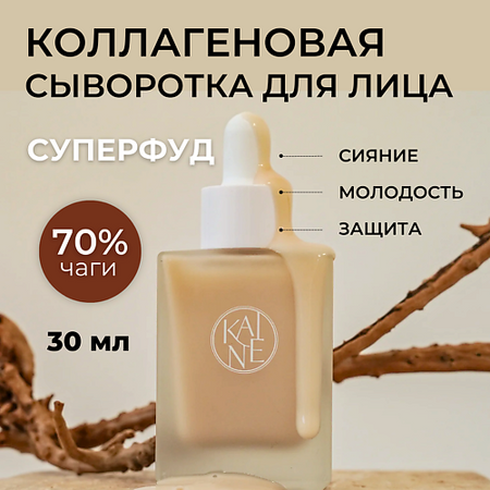 Сыворотка для лица KAINE Увлажняющая коллагеновая сыворотка с 70% гриба чага Chaga Collagen Charging Serum чага вистерра березовый гриб молотая отборная фракция 100 г
