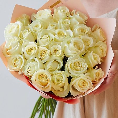 Букет живых цветов FLORY.ME 15 белых подмосковных роз