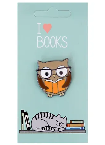 Значок  I love books Сова с книгой (металл) (12-08599-965)