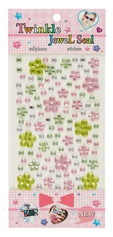 Стразы самоклеящиеся цветочки (зеленый микс)