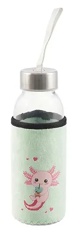 Бутылка в чехле велюр Аксолотль с bubble tea (стекло) (300мл) (12-07599-ACL2)