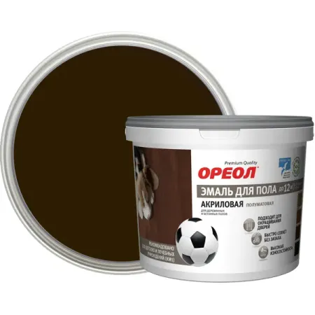 Эмаль акриловая для пола Ореол полуматовая цвет венге 2.3 кг акриловая подставка для хру ного шара м
