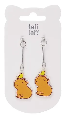 Сережки Капибары с цыпленком (акрил) (12-00626-EA05) (Lafilaf)