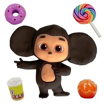 Фигурка Чебурашка, черничный пончик, 5 аксессуаров, Funky Toys, (4х16х22), (CHE2405-1)